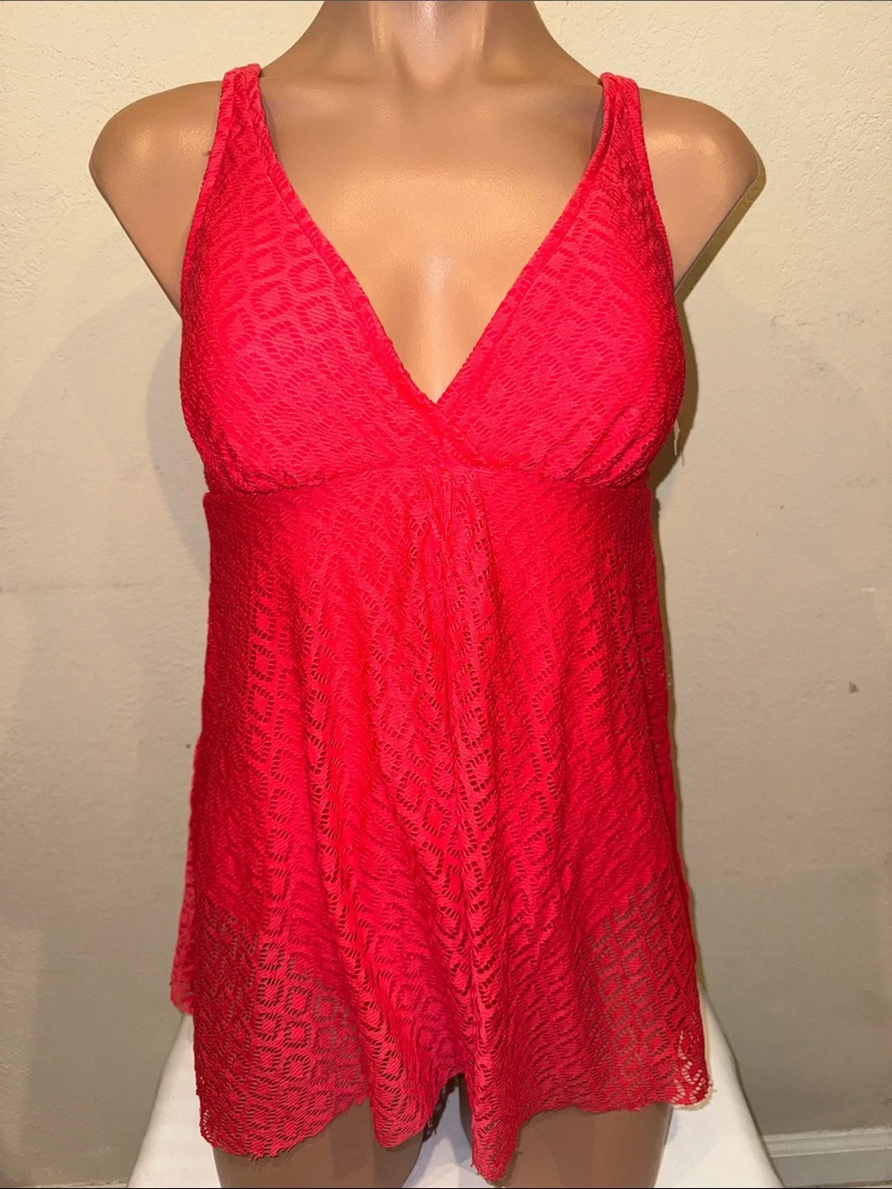 NWT Swim Solutions one piece swimsuit swim dress coral - Picture 4 of 5